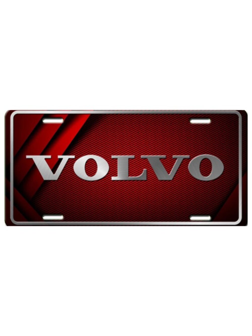 Simulated Steel VOLVO Emblem Logo on Red Aluminum Vanity License Plate Tag New